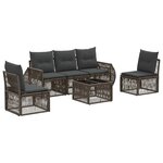 vidaXL Ensemble de canapé de jardin 6 Pièces Gris et Gris foncé polyrotin