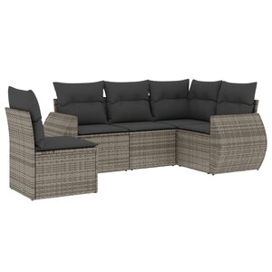 vidaXL Salon de jardin 5 Pièces avec coussins gris résine tressée