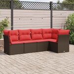 vidaXL Salon de jardin avec coussins 5 Pièces marron résine tressée