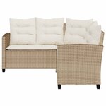 vidaXL Canapé de jardin avec table et coussins en forme de L beige