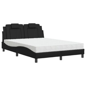 vidaXL Lit Viana avec matelas noir 140x190 cm similicuir