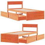 vidaXL Cadre de lit sans matelas cire marron 100x200cm bois pin massif