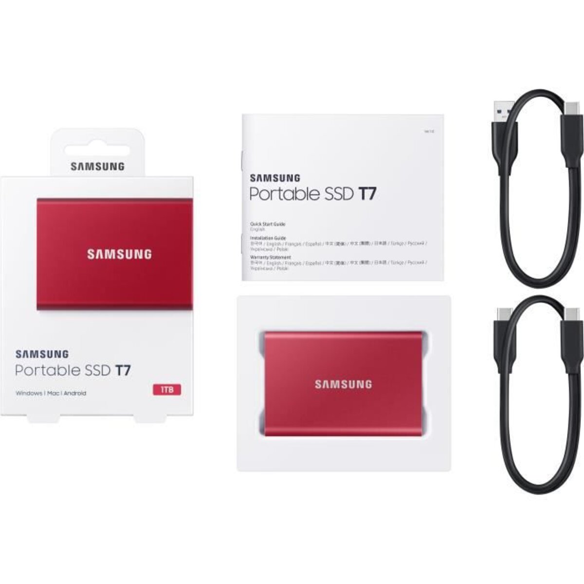 SAMSUNG SSD externe T7 USB type C coloris rouge 1 To - La Poste