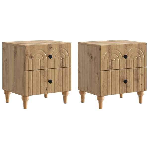 vidaXL Cabinet de chevet 2 Pièces Chêne artisanal 43 x 34 5 x 48 cm