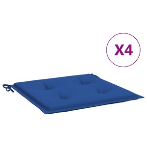 vidaXL Coussins de chaise de jardin lot de 4 bleu royal 50x50x3 cm