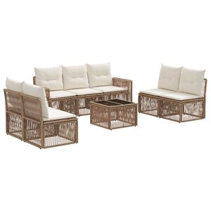 vidaXL Ensemble de canapé de jardin 8 Pièces Beige et blanc crème