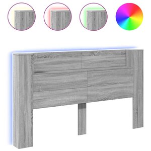 vidaXL Armoire tête de lit avec LED sonoma gris 180x16 5x103 5 cm