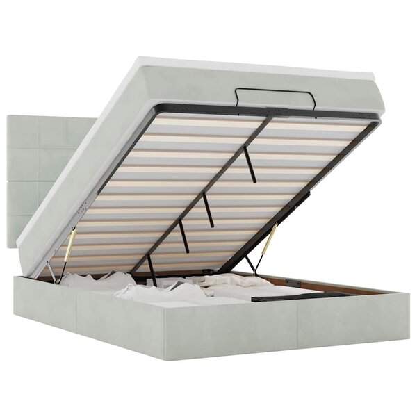 vidaXL Cadre de lit ottoman et matelas gris clair 140x190 velours