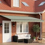 vidaXL Auvent rétractable manuel Vert et blanc 4 5 × 3 5 m