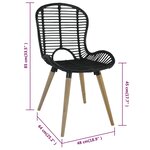 vidaXL Chaises à manger lot de 2 noir rotin naturel