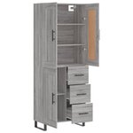vidaXL Buffet haut Sonoma gris 69 5x34x180 cm Bois d'ingénierie