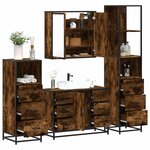 vidaXL Ensemble meubles salle de bain 4 Pièces chêne fumé bois ingénierie