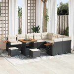 vidaXL Ensemble de canapé de jardin 12 Pièces Noir Poly rotin