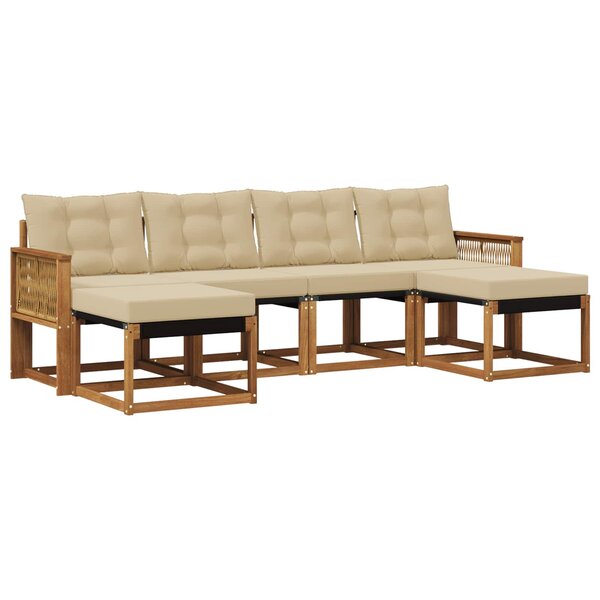 vidaXL Ensemble de canapés d'extérieur 6 pc Naturel et Beige