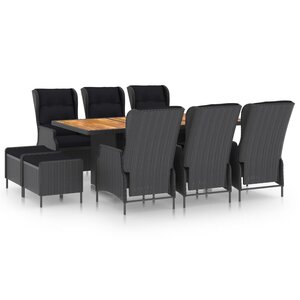 vidaXL Ensemble à manger d'extérieur 9 Pièces et coussins résine tressée