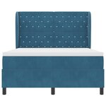 Lit Box Spring vidaXL avec Matelas Bleu Foncé 160x200 cm Velours