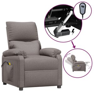 vidaXL Fauteuil électrique de massage Taupe Tissu