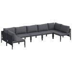 vidaXL Ensemble de canapé de jardin 7 pc Noir Acier