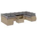 vidaXL Salon de jardin 11 Pièces avec coussins beige résine tressée