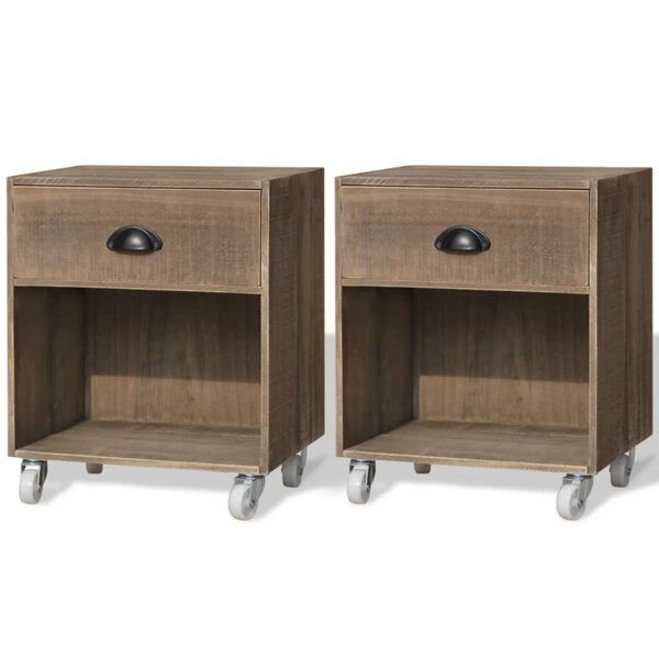 vidaXL Tables de chevet 2 Pièces marron bois massif