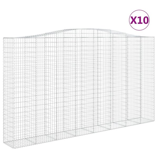 vidaXL Paniers à gabions arqués 10 Pièces 400x50x220/240 cm Fer galvanisé