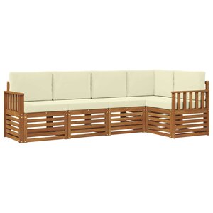 vidaXL Ensemble de canapé d'angle avec coussin 5 Pièces Naturel et Crème