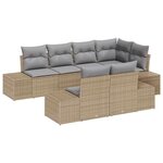 vidaXL Ensemble de canapé de jardin 7 Pièces Beige  Gris clair