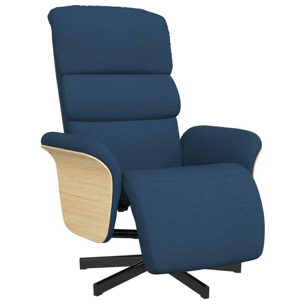 vidaXL Fauteuil inclinable avec repose-pieds bleu tissu
