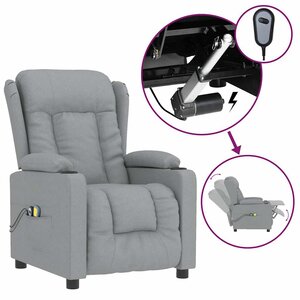 vidaXL Fauteuil électrique de massage Gris clair Tissu