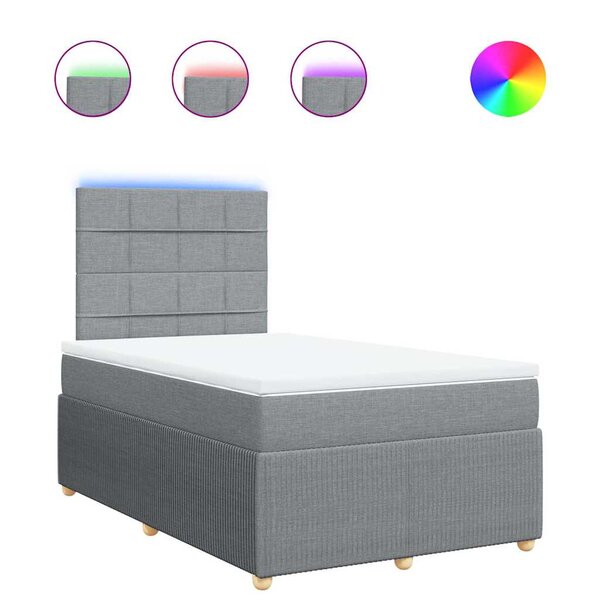 vidaXL Sommier à lattes de lit avec matelas Gris clair 120x200cm Tissu
