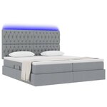 vidaXL Lit de rangement LED avec matelas Gris clair 180 x 200 cm Tissu