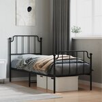 vidaXL Cadre de lit métal sans matelas avec pied de lit noir 75x190 cm