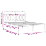 vidaXL Cadre de lit métal sans matelas et tête de lit blanc 140x190 cm