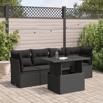 vidaXL Salon de jardin 5 Pièces avec coussins noir résine tressée