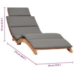 vidaXL Chaise longue pliable avec coussin gris foncé Bois de teck