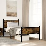 vidaXL Cadre de lit en métal sans matelas chêne fumé 90x190 cm