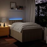 vidaXL Sommier à lattes de lit avec matelas Crème 120x200 cm Tissu