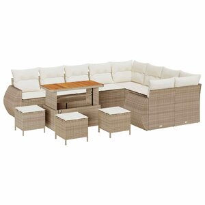 vidaXL Ensemble de canapé de jardin 13 Pièces Beige polyrotin