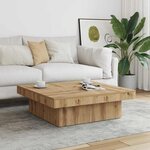 vidaXL Table basse chêne artisanal 90x90x28 cm bois d'ingénierie