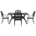 vidaXL Ensemble de salle à manger pour jardin 5 Pièces Noir Aluminium