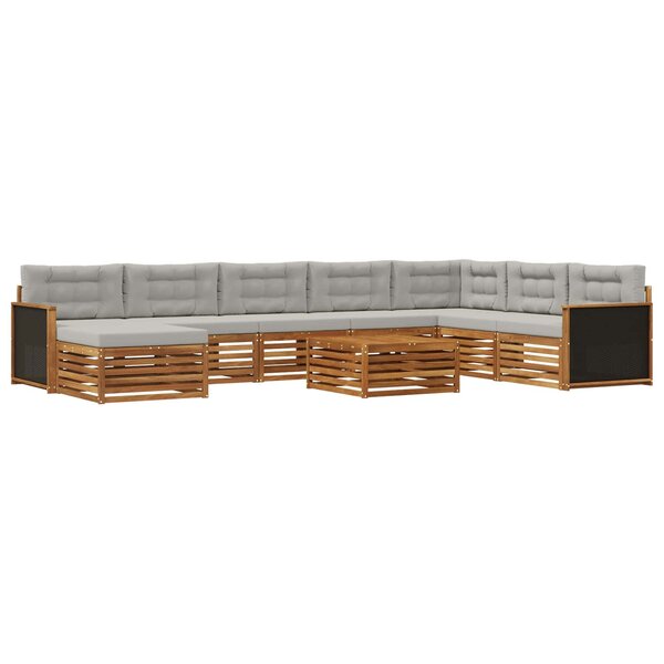 vidaXL Ensemble de canapés d'extérieur 9 Pièces Naturel et gris clair