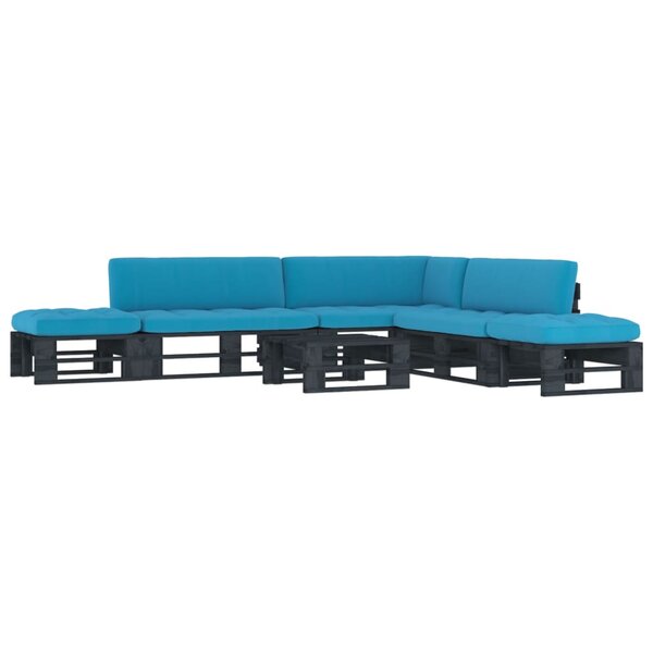 vidaXL Salon de jardin palette 6Pièces avec coussins pin imprégné de noir