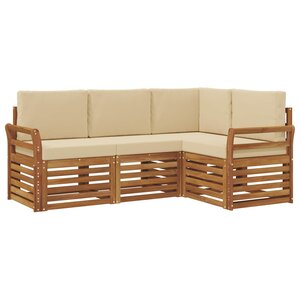 vidaXL Ensembles de canapés avec coussin 4 Pièces Naturel et Beige