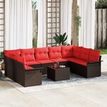 vidaXL Ensemble de canapé de jardin 10 Pièces Marron polyrotin