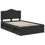 vidaXL Cadre de lit avec tête de lit Noir 120 x 190 cm Pin massif
