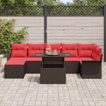 vidaXL Ensemble de canapé de jardin 8 Pièces Marron Poly rotin