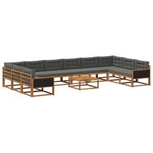 vidaXL Ensemble de canapés d'extérieur 11 Pièces Naturel et Anthracite