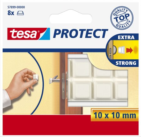 Protect Lot de 8 pare-chocs de protection carré 10 x 10mm Blanc TESA