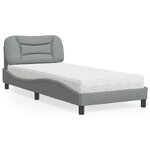 vidaXL Lit avec matelas gris clair 90x200 cm tissu