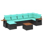 vidaXL Salon de jardin 8 Pièces avec coussins noir résine tressée